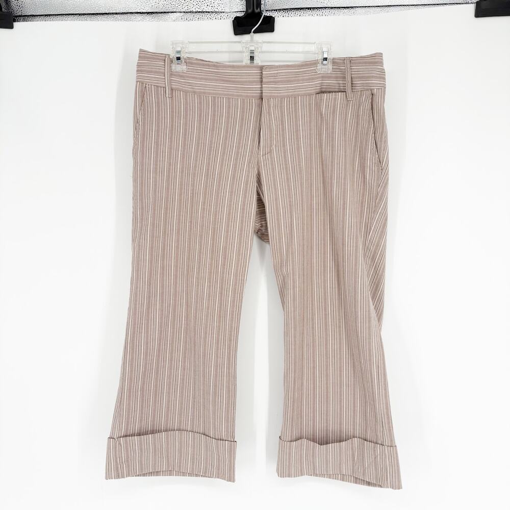 Vintage Old Navy Striped Low Waist Rise Cropped Cuffed Capris y2k Size 14